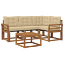 Udendørs sofagruppe med pude 5 pcs Naturlig og Beige