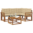 Udendørs sofagruppe med pude 5 pcs Naturlig og Beige