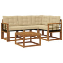 Udendørs sofagruppe med pude 5 pcs Naturlig og Beige