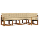 Udendørs sofagruppe med pude 5 pcs Naturlig og Beige