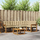 Udendørs sofagruppe med pude 6 pcs Naturlig og Beige