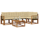 Udendørs sofagruppe med pude 6 pcs Naturlig og Beige