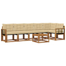 Udendørs sofagruppe med pude 7 pcs Naturlig og Beige