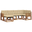 Udendørs sofagruppe med pude 6 pcs Naturlig og Beige