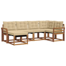 Udendørs sofagruppe med pude 6 pcs Naturlig og Beige