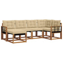 Udendørs sofagruppe med pude 6 pcs Naturlig og Beige