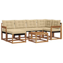 Udendørs sofagruppe med pude 7 pcs Naturlig og Beige