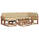 Udendørs sofagruppe med pude 7 pcs Naturlig og Beige