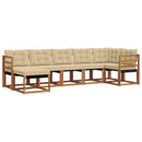 Udendørs sofagruppe med pude 7 pcs Naturlig og Beige