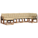 Udendørs sofagruppe med pude 7 pcs Naturlig og Beige