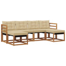 Udendørs sofagruppe med pude 6 pcs Naturlig og Beige