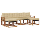 Udendørs sofagruppe med pude 6 pcs Naturlig og Beige