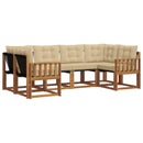 Udendørs sofagruppe med pude 6 pcs Naturlig og Beige