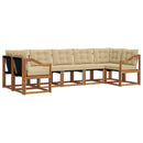 Udendørs sofagruppe med pude 7 pcs Naturlig og Beige