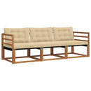 Udendørs sofagruppe med pude 3 pcs Naturlig og Beige