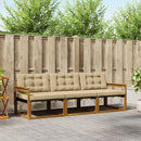 Udendørs sofagruppe med pude 3 pcs Naturlig og Beige
