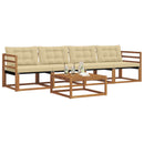 Udendørs sofagruppe med pude 5 pcs Naturlig og Beige
