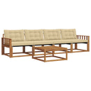 Udendørs sofagruppe med pude 5 pcs Naturlig og Beige
