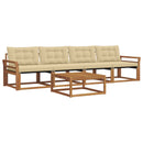 Udendørs sofagruppe med pude 5 pcs Naturlig og Beige