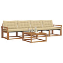 Udendørs sofagruppe med pude 5 pcs Naturlig og Beige