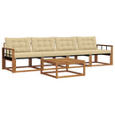 Udendørs sofagruppe med pude 5 pcs Naturlig og Beige