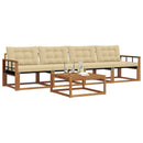 Udendørs sofagruppe med pude 5 pcs Naturlig og Beige