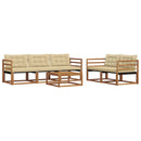 Udendørs sofagruppe med pude 6 pcs Naturlig og Beige