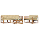 Udendørs sofagruppe med pude 6 pcs Naturlig og Beige