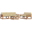 Udendørs sofagruppe med pude 6 pcs Naturlig og Beige