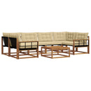 Udendørs sofagruppe med pude 7 pcs Naturlig og Beige