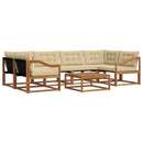 Udendørs sofagruppe med pude 7 pcs Naturlig og Beige