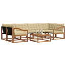 Udendørs sofagruppe med pude 7 pcs Naturlig og Beige