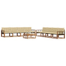 Udendørs sofagruppe med pude 9 pcs Naturlig og Beige