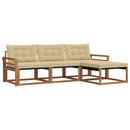 Udendørs sofagruppe med pude 4 pcs Naturlig og Beige