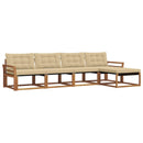 Udendørs sofagruppe med pude 5 pcs Naturlig og Beige