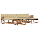 Udendørs sofagruppe med pude 6 pcs Naturlig og Beige