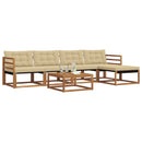 Udendørs sofagruppe med pude 6 pcs Naturlig og Beige