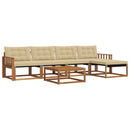 Udendørs sofagruppe med pude 6 pcs Naturlig og Beige