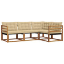 Udendørs sofagruppe med pude 4 pcs Naturlig og Beige