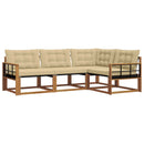 Udendørs sofagruppe med pude 4 pcs Naturlig og Beige