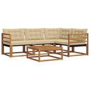 Udendørs sofagruppe med pude 5 pcs Naturlig og Beige