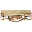 Udendørs sofagruppe med pude 5 pcs Naturlig og Beige