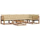 Udendørs sofagruppe med pude 6 pcs Naturlig og Beige