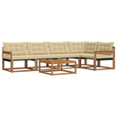 Udendørs sofagruppe med pude 6 pcs Naturlig og Beige