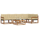 Udendørs sofagruppe med pude 6 pcs Naturlig og Beige