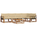Udendørs sofagruppe med pude 6 pcs Naturlig og Beige