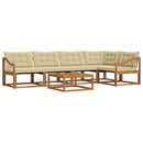 Udendørs sofagruppe med pude 6 pcs Naturlig og Beige