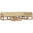 Udendørs sofagruppe med pude 6 pcs Naturlig og Beige