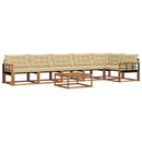 Udendørs sofagruppe med pude 7 pcs Naturlig og Beige