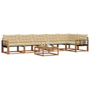 Udendørs sofagruppe med pude 7 pcs Naturlig og Beige
